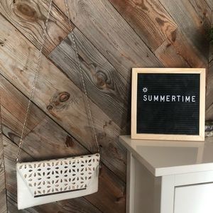 BRAND NEW! Large gold and white clutch